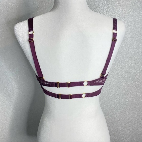 Victoria's Secret Women Push-Up Bra Burgundy Lace Double Strap Size 34DD - Picture 6 of 16